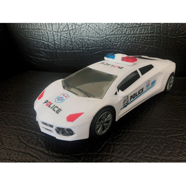 Kids LED Police Car Toy – Electric, 360° Rotary Wheels, Lights & Music