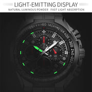 “WWOOR Men’s Luxury Sports Watch – Black Steel Quartz Chronograph