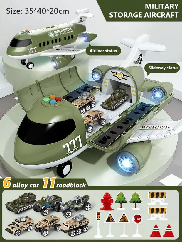 Large Airplane Toy with Mini Cars – Diecast Transport Aircraft Set
