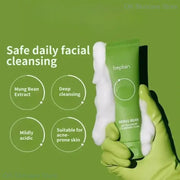 Beplain Mung Bean Face Cleansing Foam for daily facial cleansing, suitable for acne-prone skin with deep cleansing benefits.
