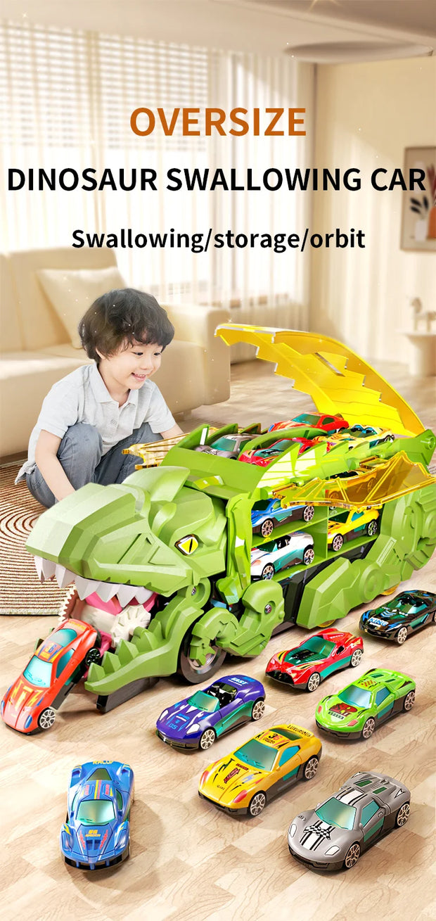 Dinosaur Track Toy Car Set – T-Rex Puzzle Playset for Kids 3-6