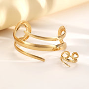 Gold Geometric Bracelet and Ring Set for Women Jewelry Gift