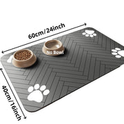 Absorbent Pet Feeding Mat with Waterproof Rubber Backing, Quick-Dry for Food & Water Bowls - Dog & Cat