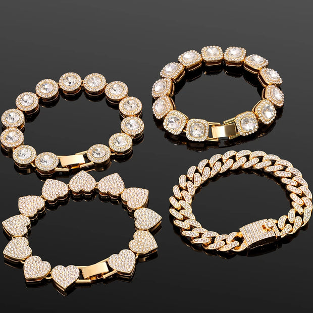 Hip Hop Iced-Out Cuban Chain Bracelet for Women
