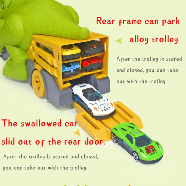 Dinosaur Car Carrier Truck Toy – Racing Track Playset for Kids