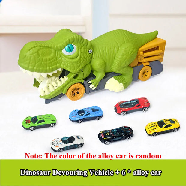 Dinosaur Car Carrier Truck Toy – Racing Track Playset for Kids