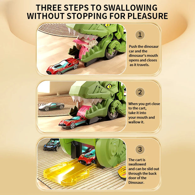 Dinosaur Track Toy Car Set – T-Rex Puzzle Playset for Kids 3-6