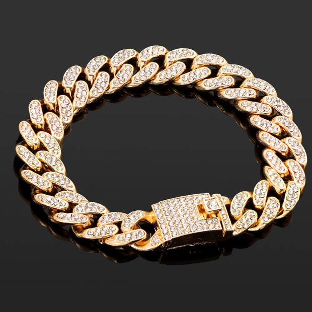 Hip Hop Iced-Out Cuban Chain Bracelet for Women