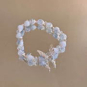 Korean Crystal Bead Bracelet with Feather Charm