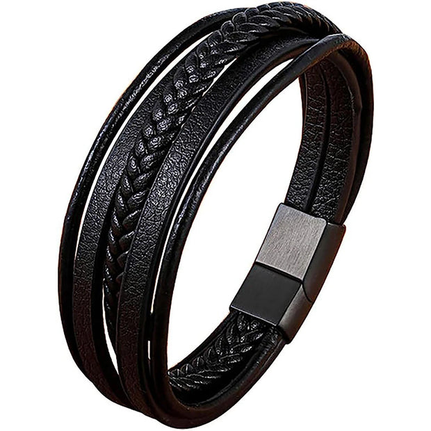 Men’s Black 5-Layer Bracelet – Stylish Wristwear