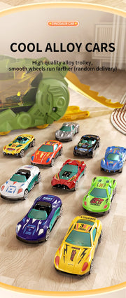 Dinosaur Track Toy Car Set – T-Rex Puzzle Playset for Kids 3-6