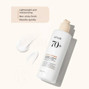 Anua 70+ Rice 70 Ceramide lightweight face lotion, absorbs quickly, non-sticky, moisturizing for all skin types.