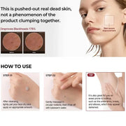Before and after skin texture improvement using Korean Moisturizing Peel Shot with application steps outlined.