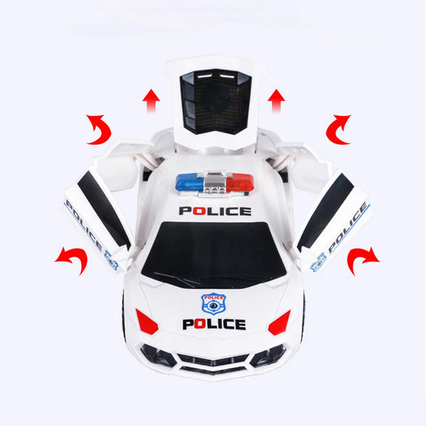 Kids LED Police Car Toy – Electric, 360° Rotary Wheels, Lights & Music