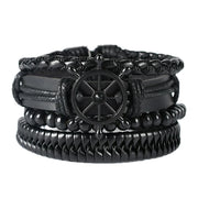Black Leather Braided Bracelet for Men