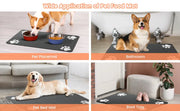 Absorbent Pet Feeding Mat with Waterproof Rubber Backing, Quick-Dry for Food & Water Bowls - Dog & Cat