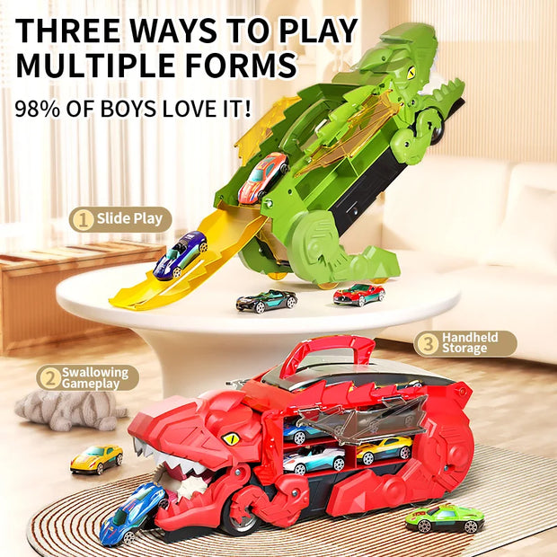 Dinosaur Track Toy Car Set – T-Rex Puzzle Playset for Kids 3-6