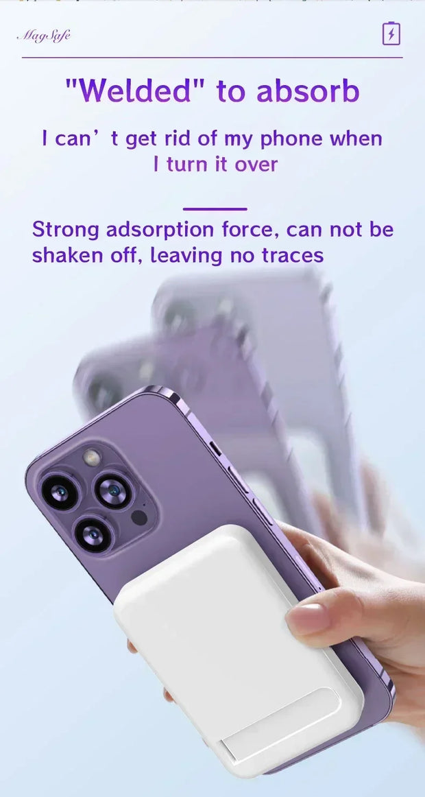 20,000mAh Magnetic Wireless Power Bank Mini Portable for iPhone 12-15, Xiaomi, Quick Charge