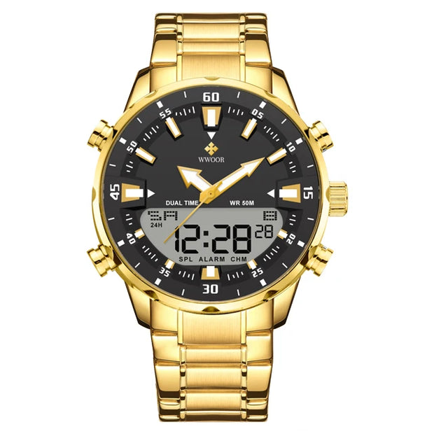WWOOR Men’s Luxury Digital Sports Watch – Big LED Waterproof Quartz Wristwatch