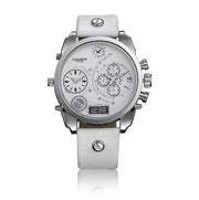 Cagarny Men’s Luxury Quartz Watch with dual time and leather strap