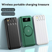 100,000mAh Wireless Power Bank 6-in-1 Built-in Cables Dual USB Charger for iPhone