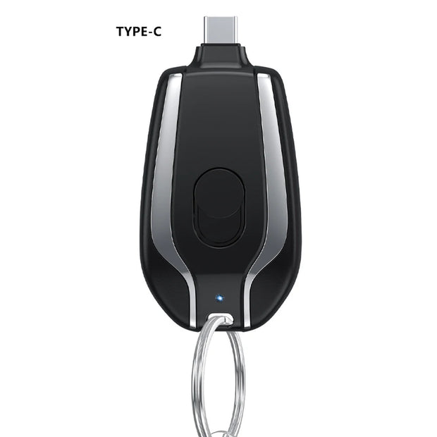 Portable Keychain Mini Power Bank 1500mAh Type-C Emergency Charger