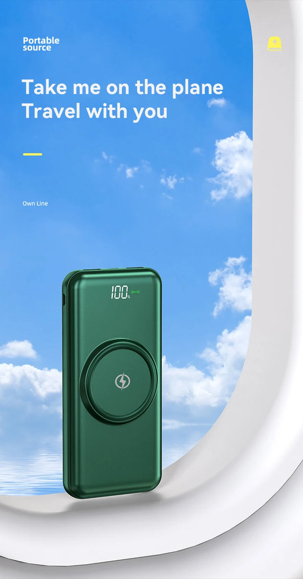 100,000mAh Wireless Power Bank 6-in-1 Built-in Cables Dual USB Charger for iPhone