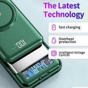 100,000mAh Wireless Power Bank 6-in-1 Built-in Cables Dual USB Charger for iPhone