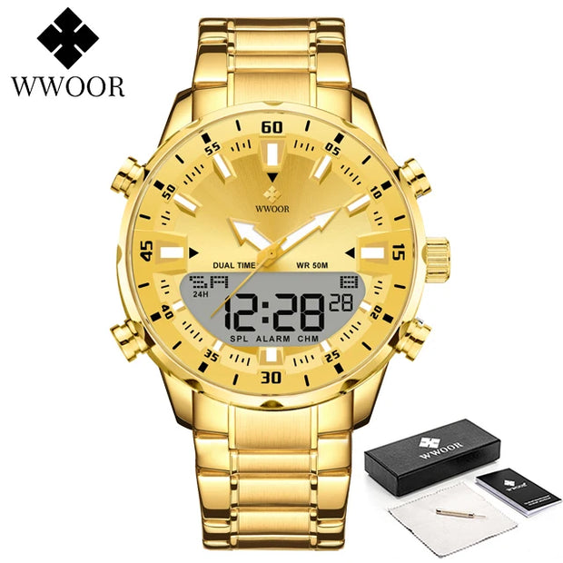 WWOOR Men’s Luxury Digital Sports Watch – Big LED Waterproof Quartz Wristwatch