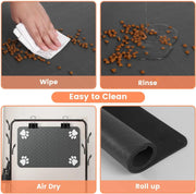 Absorbent Pet Feeding Mat with Waterproof Rubber Backing, Quick-Dry for Food & Water Bowls - Dog & Cat