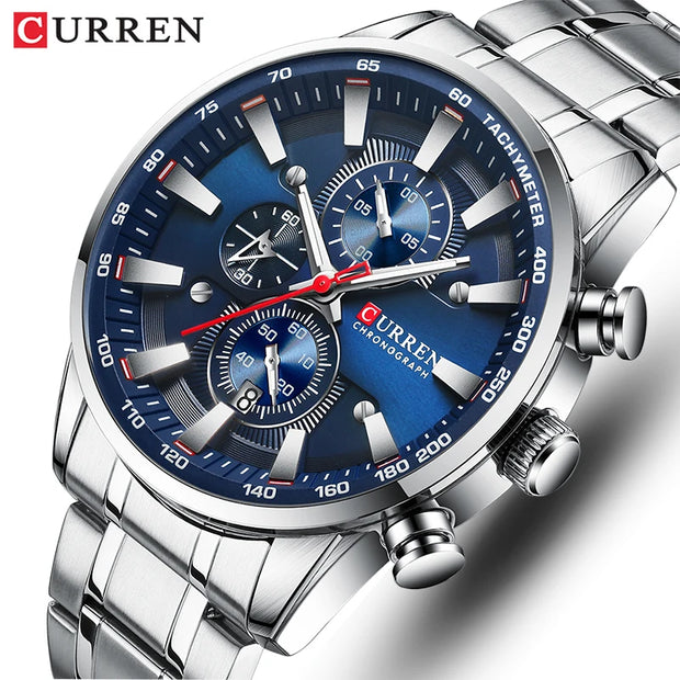 CURREN Men’s Luxury Quartz Watch – Sport Waterproof Chronograph