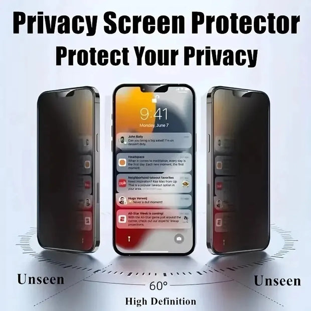 5PCS Anti-Spy Privacy Glass – Screen Protector for iPhone 11–16 Series