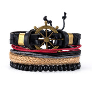Black Leather Braided Bracelet for Men