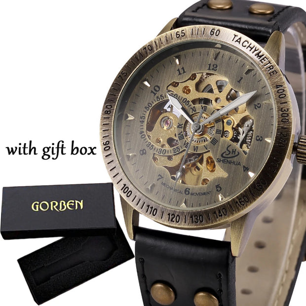 Men’s Automatic Mechanical Watch – Retro Leather Strap
