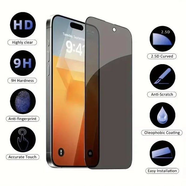 5PCS Full-Coverage Privacy Glass – Anti-Spy Screen Protector iPhone 11–16