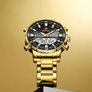 Men’s Luxury Gold Watch – Big Dial Quartz Wristwatch