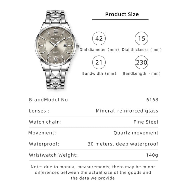 WLISTH Men’s Business Watch – Stainless Steel Quartz