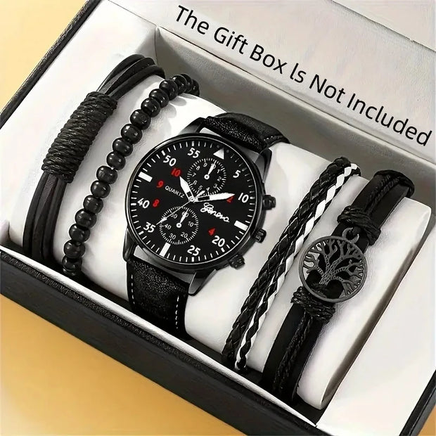 Men’s Hip Hop Luxury Watch – Fashion Sports Wristwatch & Bracelet Set
