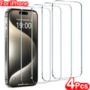 4-Pack iPhone Tempered Glass Screen Protector – iPhone 7–16 Pro Max