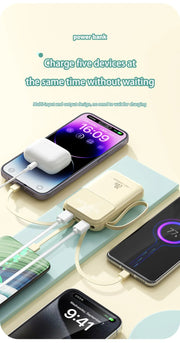 20000mAh Built-In Cable Power Bank – Fast Charging, Compact & High-Capacity