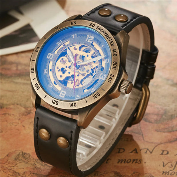 Men’s Automatic Mechanical Watch – Retro Leather Strap