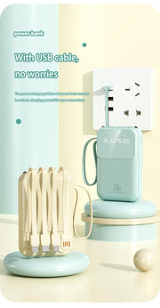 20000mAh Built-In Cable Power Bank – Fast Charging, Compact & High-Capacity