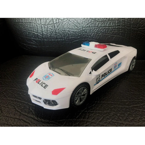 Kids LED Police Car Toy – Electric, 360° Rotary Wheels, Lights & Music