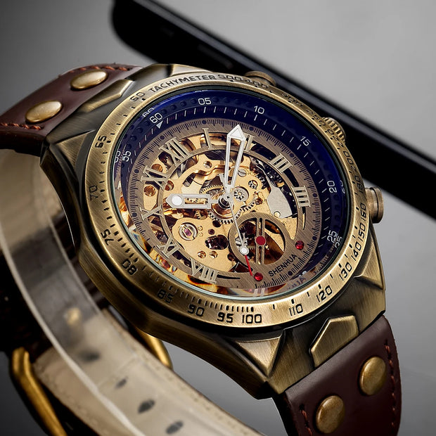Men’s Automatic Mechanical Watch – Retro Leather Strap