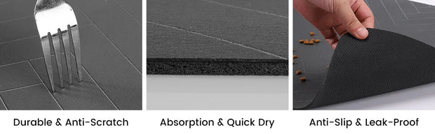 Absorbent Pet Feeding Mat with Waterproof Rubber Backing, Quick-Dry for Food & Water Bowls - Dog & Cat