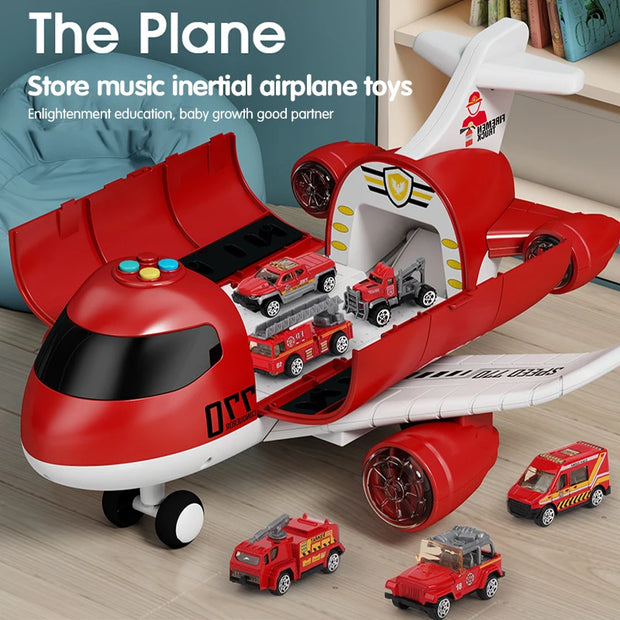 Large Airplane Toy with Mini Cars – Diecast Transport Aircraft Set