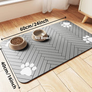 Absorbent Pet Feeding Mat with Waterproof Rubber Backing, Quick-Dry for Food & Water Bowls - Dog & Cat