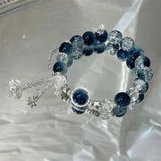 Korean Crystal Bead Bracelet with Feather Charm