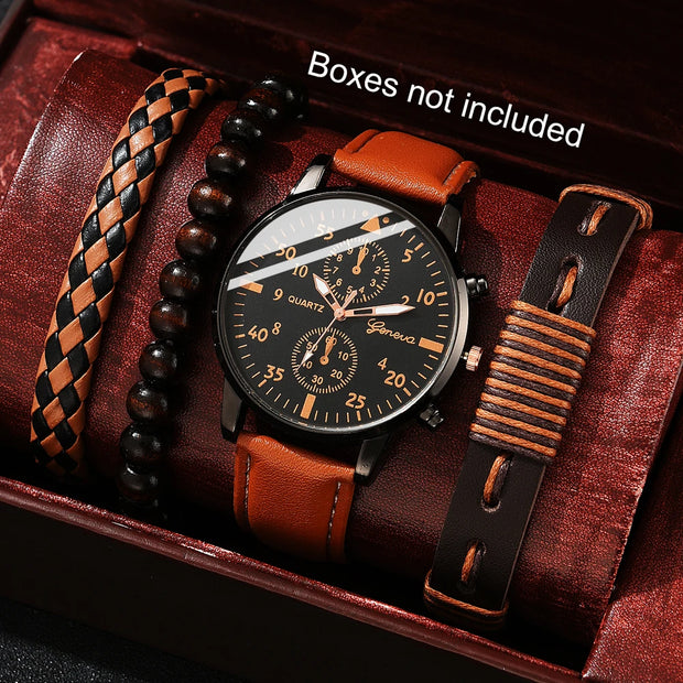 Men’s Hip Hop Luxury Watch – Fashion Sports Wristwatch & Bracelet Set