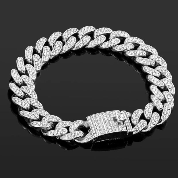 Hip Hop Iced-Out Cuban Chain Bracelet for Women